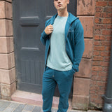 Mens Organic Cotton Relaxed-fit Zip Hoodie in Ocean Blue