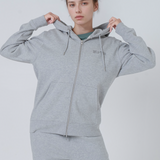 Womens Organic Cotton Relaxed-fit Zip Hoodie in Rock Grey Marl