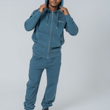 Mens Organic Cotton Midweight Zip Hoodie in Ocean Blue