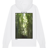 Mens Relaxed-fit White Hoodie with Kyoto Back-Print