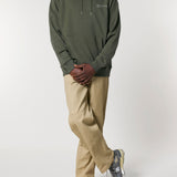 Mens Organic Cotton Relaxed-fit Hoodie in Pine Green Khaki