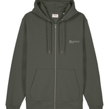 Mens Organic Cotton Relaxed-fit Zip Hoodie in Pine Green Khaki
