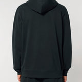 Mens Organic Cotton Relaxed-fit Zip Hoodie in Jet Black