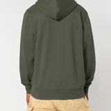 Mens Organic Cotton Relaxed-fit Zip Hoodie in Pine Green Khaki