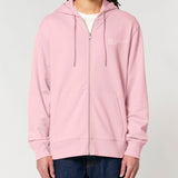 Mens Organic Cotton Relaxed-fit Zip Hoodie in Cherry Blossom Pink