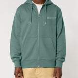 Mens Organic Cotton Relaxed-fit Zip Hoodie in Eucalyptus Green