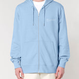 Mens Organic Cotton Relaxed-fit Zip Hoodie in Sky Blue
