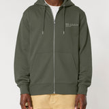 Mens Organic Cotton Relaxed-fit Zip Hoodie in Pine Green Khaki