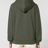 Womens Organic Cotton Relaxed-fit Zip Hoodie in Pine Green Khaki