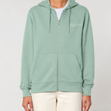 Womens Organic Cotton Relaxed-fit Zip Hoodie in Aloe Green
