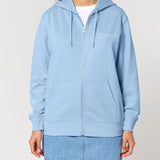 Womens Organic Cotton Relaxed-fit Zip Hoodie in Sky Blue