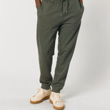 Mens Organic Cotton Relaxed-fit Joggers in Pine Green Khaki